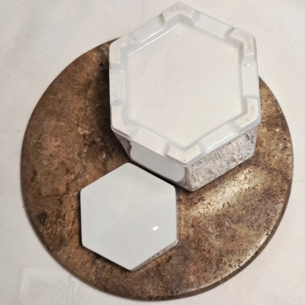 COMING SOON Pier 1 Imports White Porcelain Hexagonal Tea Jar 5